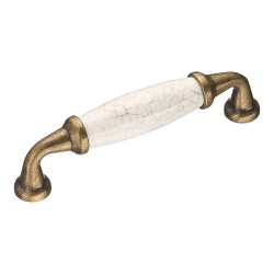 Ручка скоба 2005-40-096-08 античная бронза / керамика с паутинкой длина 110 мм, крепление 96 мм 