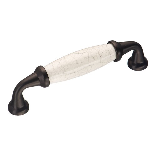 Ручка скоба 2005-85-096-08 цвет черный / белая керамика с паутинкой длина 110 мм, крепление 96 мм