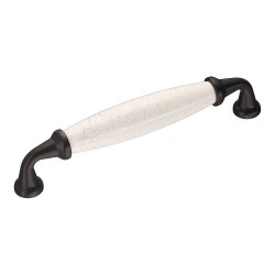 Ручка скоба 2005-85-128-08 цвет черный / белая керамика с паутинкой длина 145 мм, крепление 128 мм