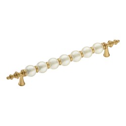 Ручка скоба 2095-61-160-PEARL цвет матовое золото, перламутровая керамика длина 210 мм, крепление 160 мм