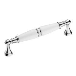 Ручка скоба 2119-10-128-000-SILVER LINE цвет глянцевый хром, белая керамика длина 145 мм, крепление 128 мм 