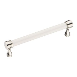 Ручка скоба 2131-51-128-000 цвет глянцевый никель, белая керамика длина 143 мм, крепление 128 мм