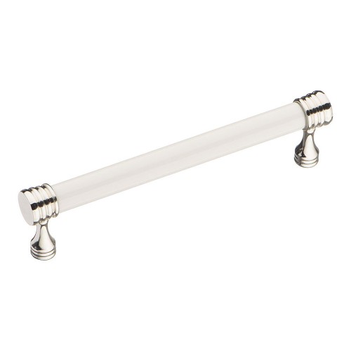 Ручка скоба 2131-51-128-000 цвет глянцевый никель, белая керамика длина 143 мм, крепление 128 мм