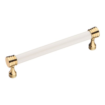 Ручка скоба 2131-69-128-000 цвет глянцевое золото, белая керамика длина 143 мм, крепление 128 мм