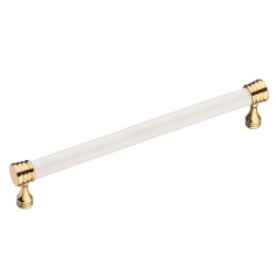 Ручка скоба 2131-69-192-000 цвет глянцевое золото, белая керамика длина 210 мм, крепление 192 мм 