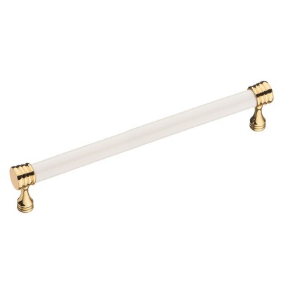 Ручка скоба 2131-69-192-000 цвет глянцевое золото, белая керамика длина 210 мм, крепление 192 мм 