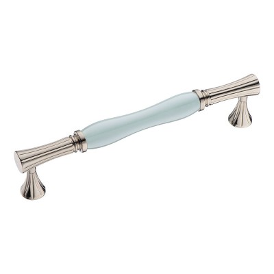 Ручка скоба 2204-51-160-BLUE PEARL цвет глянцевый никель, голубая керамика длина 178 мм, крепление 160 мм 