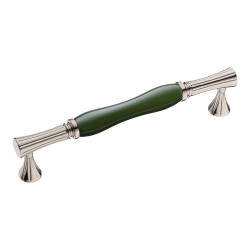 Ручка скоба 2204-51-160-GREEN PEARL цвет глянцевый никель, зеленая керамика длина 178 мм, крепление 160 мм 