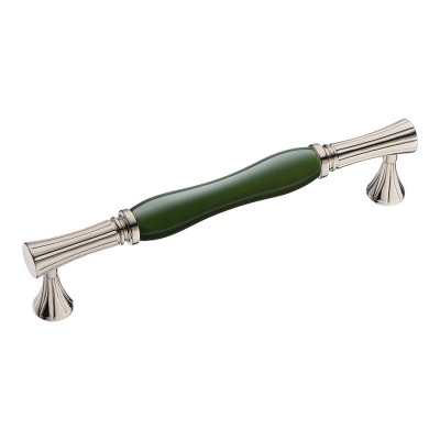 Ручка скоба 2204-51-160-GREEN PEARL цвет глянцевый никель, зеленая керамика длина 178 мм, крепление 160 мм 