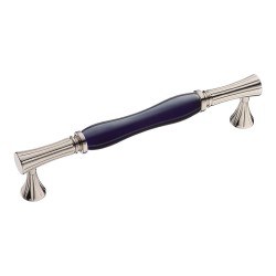 Ручка скоба 2204-51-160-KOBALT PEARL цвет глянцевый никель, синяя керамика длина 178 мм, крепление 160 мм 