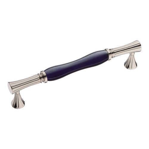 Ручка скоба 2204-51-160-KOBALT PEARL цвет глянцевый никель, синяя керамика длина 178 мм, крепление 160 мм 