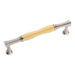 Ручка скоба 2204-51-160-YELLOW PEARL цвет глянцевый никель, желтая керамика длина 178 мм, крепление 160 мм Ручка скоба 2204-51-160-YELLOW PEARL цвет глянцевый никель, желтая керамика длина 178 мм, крепление 160 мм