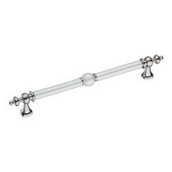 Ручка скоба 2231-51-192-PEARL цвет глянцевый никель, перламутровая керамика длина 210 мм, крепление 192 мм