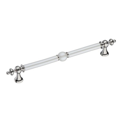 Ручка скоба 2231-51-192-PEARL цвет глянцевый никель, перламутровая керамика длина 210 мм, крепление 192 мм