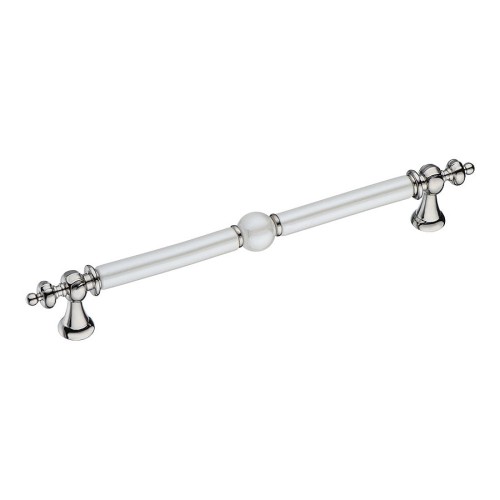 Ручка скоба 2231-51-192-PEARL цвет глянцевый никель, перламутровая керамика длина 210 мм, крепление 192 мм