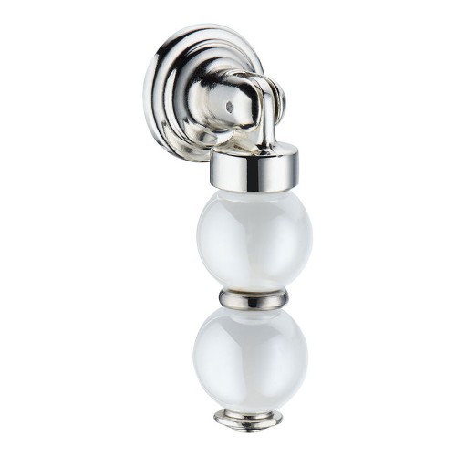 Ручка фарфор капля 2235-51-PEARL глянцевый никель / перламутровая керамика длина 70 мм