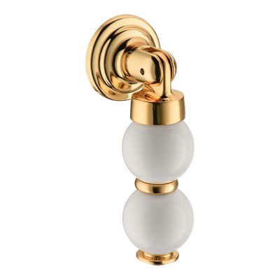 Ручка фарфор капля 2235-69-000 глянцевое золото / белая керамика длина 70 мм 