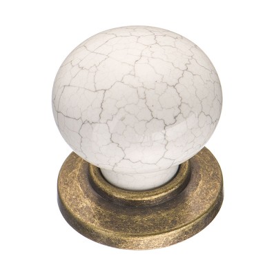 Ручка кнопка шар 3005-40-000-08 античная бронза / керамика с паутинкой диаметр 32 мм