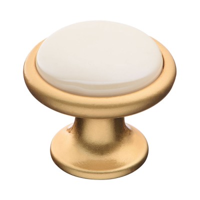 Ручка фарфор кнопка круглая 3008-61-L PEARL матовое золото / перламутровый диаметр 35 мм 