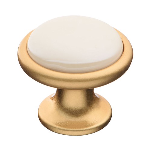 Ручка фарфор кнопка круглая 3008-61-L PEARL цвет матовое золото, перламутровая керамика диаметр 35 мм 