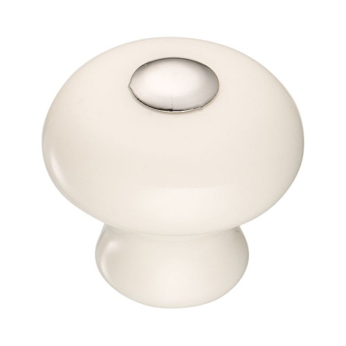 Ручка кнопка 3030-10-000 цвет глянцевый хром, белая керамика диаметр 30 мм 
