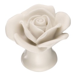 Ручка фарфор цветок 3060-WHITE цвет белый диаметр 40 мм