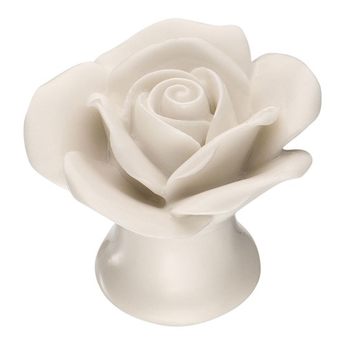 Ручка фарфор цветок 3060-WHITE цвет белый диаметр 40 мм