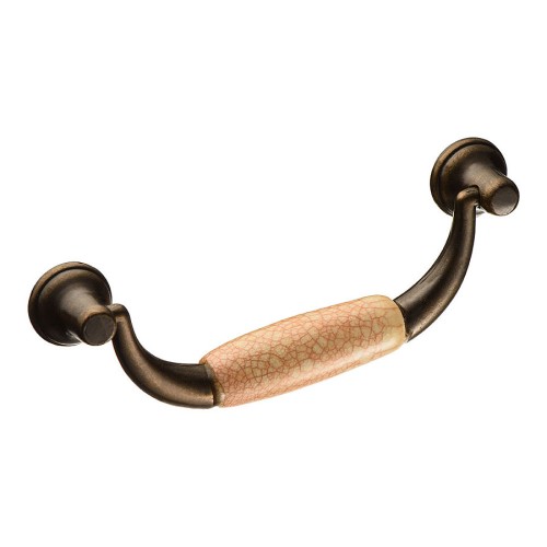 Ручка скоба 332H6 цвет бронза, розовая керамика длина 110 мм, крепление 96 мм