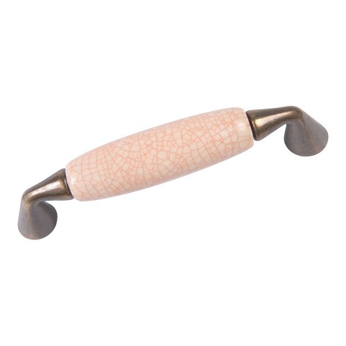 Ручка скоба 333H6 цвет старая бронза, розовая керамика длина 112 мм, крепление 96 мм 
