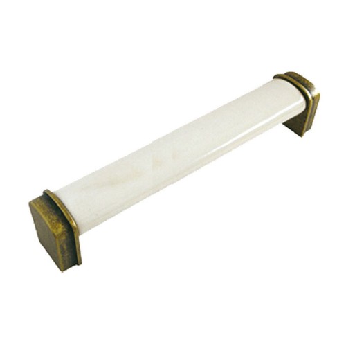 Ручка скоба 397B2 цвет старая бронза, молочная керамика длина 138 мм, крепление 128 мм