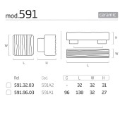 Ручка кнопка 591A2 белая керамика ширина 32 мм