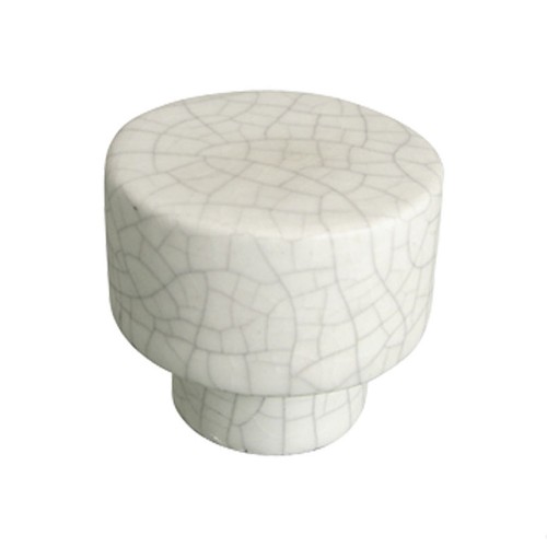 Ручка кнопка 593A3 белая керамика с паутинкой диаметр 35 мм