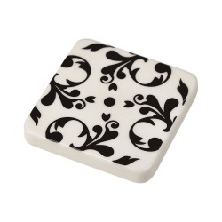 Ручка кнопка квадрат 699BL цвет белый с узором ширина 60 мм 