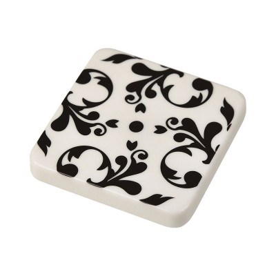Ручка кнопка квадрат 699BL цвет белый с узором ширина 60 мм 