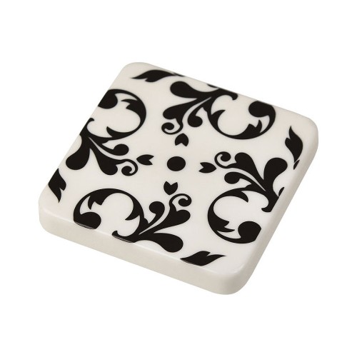 Ручка кнопка квадрат 699BL цвет белый с узором ширина 60 мм 