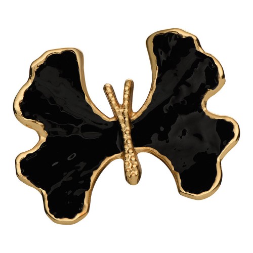 Ручка кнопка бабочка KELEBEK BIG-60-BLACK PEARL цвет черный, глянцевое золото длина 74 мм 