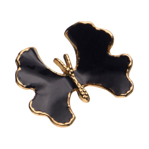 Ручка кнопка бабочка KELEBEK SMALL-69-BLACK PEARL цвет черный, глянцевое золото длина 43 мм 