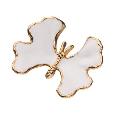 Ручка кнопка бабочка KELEBEK SMALL-69-WHITE PEARL цвет белый, глянцевое золото длина 43 мм 