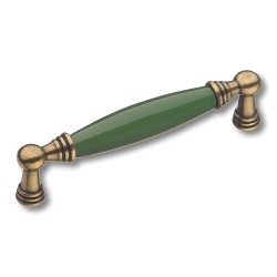 Ручка фарфор скоба 1160-40-128-GREEN античная бронза / зеленая керамика длина 143 мм 