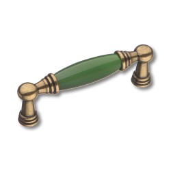 Ручка фарфор скоба 1160-40-96-GREEN античная бронза / зеленая керамика длина 114 мм