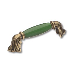 Ручка фарфор скоба 1370-40-96-GREEN античная бронза / зеленая керамика длина 122 мм 
