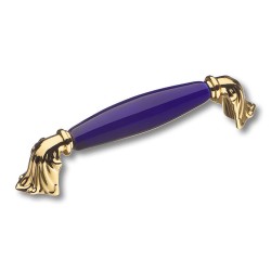 Ручка фарфор скоба 1370-60-128-COBALT глянцевое золото / синяя керамика длина 154 мм 