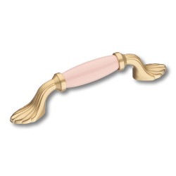 Ручка фарфор скоба 1640-61-96-PINK глянцевое золото / розовый длина 150 мм 