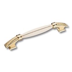 Ручка фарфор скоба 1720-60-192-GOLD глянцевое золото / белая керамика длина 235 мм