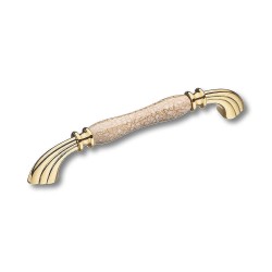 Ручка фарфор скоба 1905-60-160-L BROWN глянцевое золото / коричневая керамика орнамент длина 194 мм