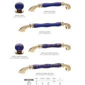 Ручка фарфор скоба 1905-60-192-COBALT 449 GOLD глянцевое золото / синяя керамика орнамент длина 225 мм