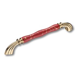 Ручка фарфор скоба 1905-60-192-RED 449 GOLD глянцевое золото / красная керамика орнамент длина 225 мм 