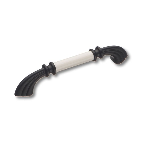 Ручка скоба 1960-85-128-000 черный, белая керамика длина 160 мм, крепление 128 мм