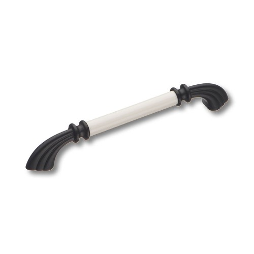 Ручка скоба 1960-85-160-000 черный, белая керамика длина 192 мм, крепление 160 мм