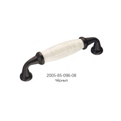 Ручка фарфор скоба 2005-85-096-08 цвет черный / белая керамика с паутинкой длина 110 мм 